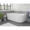 Mexen Silo freistehende Eckbadewanne links geriffelt 150 x 75 cm, weiß, Überlauf gebürsteter Nickel - 52891507500L-97
