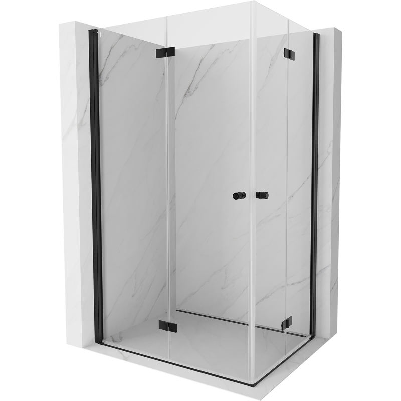 Mexen Mist-F Duo faltbare Duschkabine links 95 x 70 cm, transparent, schwarz - 8A6-095L-070P-70-00