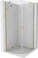 Mexen Mist halbrunde Duschkabine, schwenkbar, 80 x 80 cm, transparent, gold - 8A33-080-080-50-00