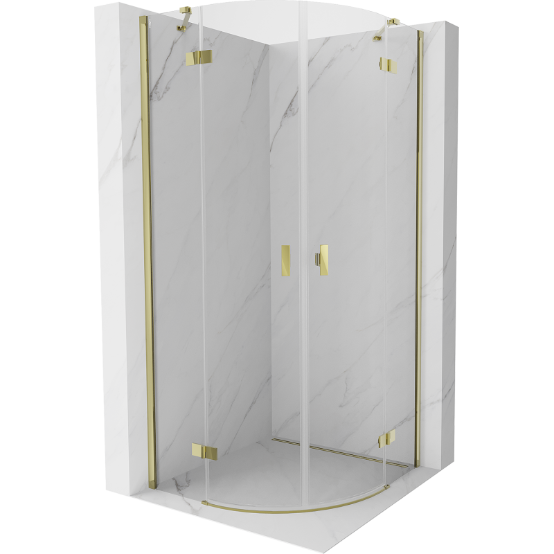 Mexen Mist Duschkabine halbrund schwenkbar 100 x 100 cm, transparent, gold - 8A33-100-100-50-00