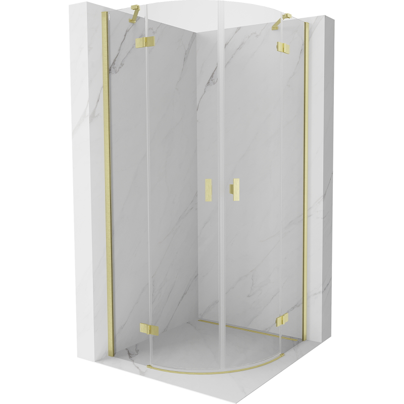 Mexen Mist Halbkreis-Duschkabine 80 x 80 cm, transparent, gebürstet gold - 8A33-080-080-55-00