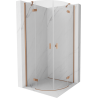 Mexen Mist Halbkreis-Duschkabine, schwenkbar 80 x 80 cm, transparent, gebürstetes Kupfer - 8A33-080-080-65-00