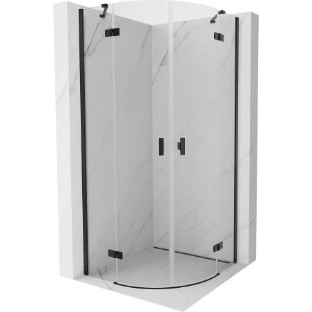Mexen Mist halbrunde Duschkabine 80 x 80 cm, transparent, schwarz - 8A33-080-080-70-00