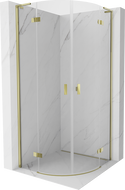 Mexen Mist L Duschkabine halbrund schwenkbar 90 x 90 cm, transparent, gold - 8A33L-090-090-50-00