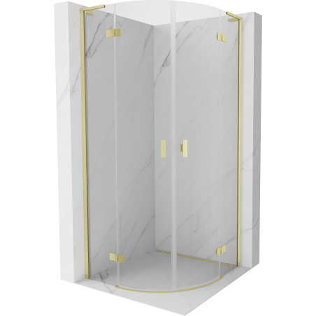 Mexen Mist L halbrunde Duschkabine klappbar 100 x 100 cm, transparent, gebürstetes Gold - 8A33L-100-100-55-00