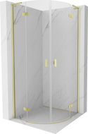 Mexen Mist L halbrunde Duschkabine klappbar 100 x 100 cm, transparent, gebürstetes Gold - 8A33L-100-100-55-00