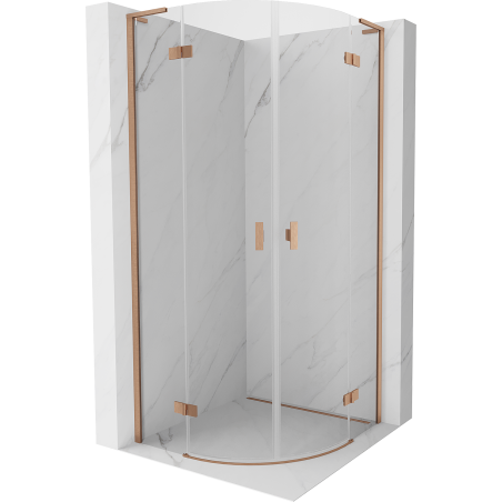 Mexen Mist L Duschkabine halbrund klappbar 90 x 90 cm, transparent, gebürstetes Kupfer - 8A33L-090-090-65-00