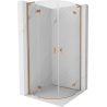Mexen Mist L Duschkabine halbrund klappbar 90 x 90 cm, transparent, gebürstetes Kupfer - 8A33L-090-090-65-00