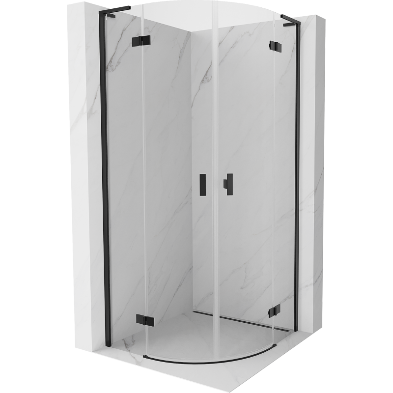 Mexen Mist L halbrunde Duschkabine schwenkbar 90 x 90 cm, transparent, schwarz - 8A33L-090-090-70-00
