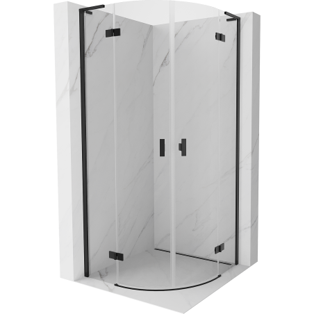 Mexen Mist L halbrunde Duschkabine schwenkbar 90 x 90 cm, transparent, schwarz - 8A33L-090-090-70-00