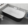 Mexen Silo freistehende Eckbadewanne links gerillt 150 x 75 cm, weiß/schwarz, Überlauf weiß- 52891507575L-20