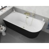 Mexen Silo freistehende Eckbadewanne links geriffelt 150 x 75 cm, weiß/schwarz, Überlauf gold- 52891507575L-50