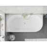 Mexen Silo freistehende Eckwanne links geriffelt 150 x 75 cm, weiß/schwarz, Überlauf gold gebürstet - 52891507575L-55