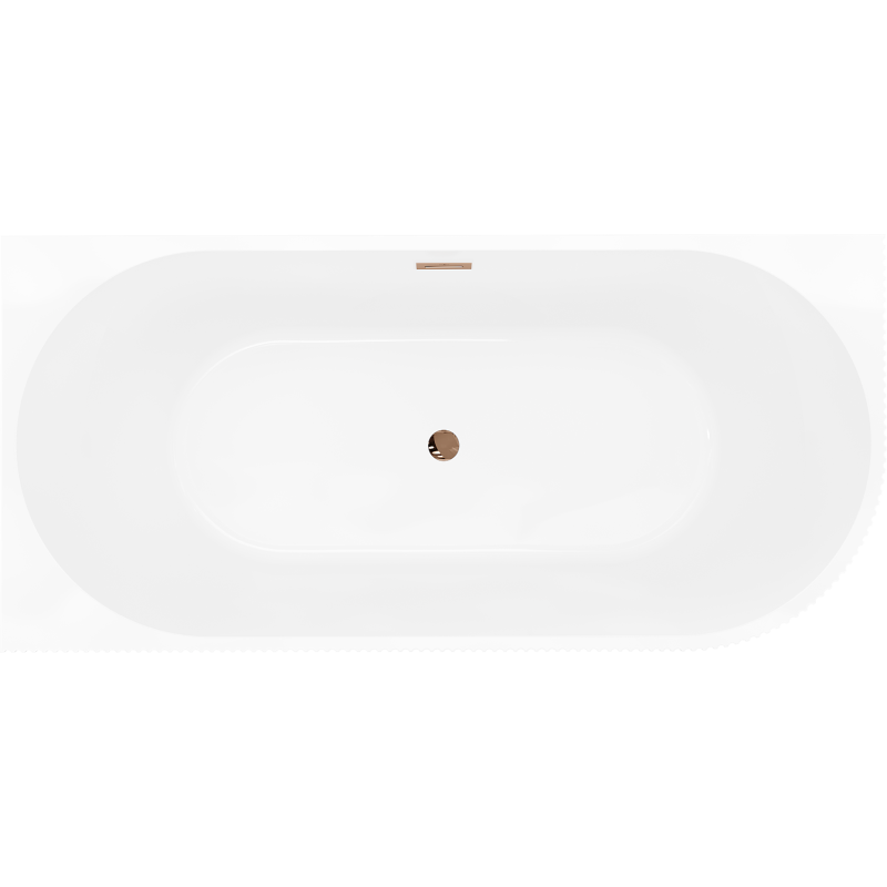 Mexen Silo freistehende Eckbadewanne links geriffelt 150 x 75 cm, weiß/schwarz, Überlauf Roségold - 52891507575L-60