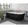 Mexen Silo freistehende Eckbadewanne links geriffelt 150 x 75 cm, weiß/schwarz, Überlauf Roségold - 52891507575L-60