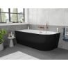 Mexen Silo freistehende Eckbadewanne links geriffelt 150 x 75 cm, weiß/schwarz, Überlauf gebürstetes Kupfer - 52891507575L-65