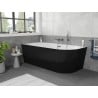 Mexen Silo freistehende Eckbadewanne links gerillt 150 x 75 cm, weiß/schwarz, Überlauf Gun Gray gebürstet - 52891507575L-66