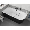 Mexen Silo freistehende Eckbadewanne links geriffelt 150 x 75 cm, weiß/schwarz, Überlauf schwarz - 52891507575L-70