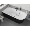 Mexen Silo freistehende Eckbadewanne links gerillt 150 x 75 cm, weiß/schwarz, Überlauf schwarz - 52891507575L-70