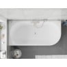 Mexen Silo freistehende Eckbadewanne links geriffelt 150 x 75 cm, weiß/schwarz, Überlauf gebürsteter Nickel - 52891507575L-97