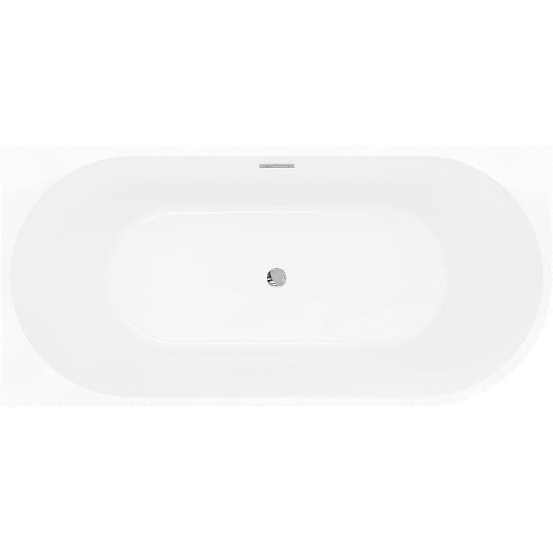 Mexen Silo freistehende Eckbadewanne links gerillt 170 x 80 cm, weiß, Überlauf Chrom - 52891708000L-01