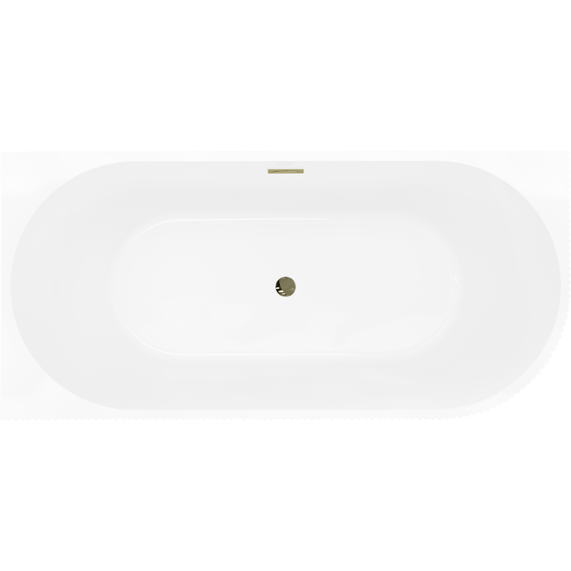 Mexen Silo freistehende Eckbadewanne links geriffelt 170 x 80 cm, weiß, Überlauf gold - 52891708000L-50