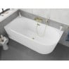 Mexen Silo freistehende Eckbadewanne links geriffelt 170 x 80 cm, weiß, Überlauf gold - 52891708000L-50