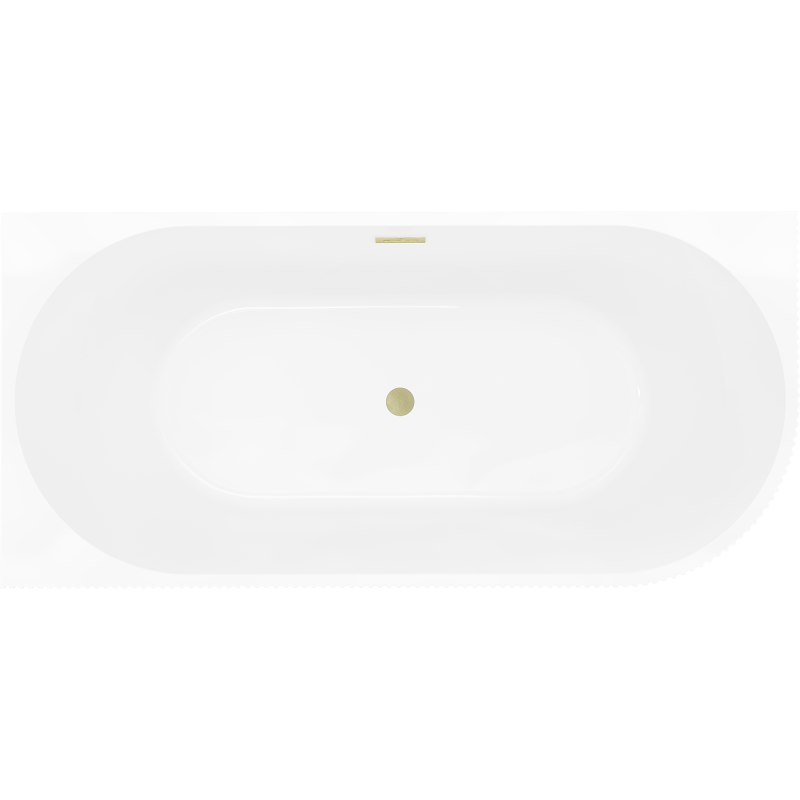 Mexen Silo freistehende Eckbadewanne links geriffelt 170 x 80 cm, weiß, Überlauf gold gebürstet - 52891708000L-55