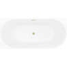 Mexen Silo freistehende Eckbadewanne links geriffelt 170 x 80 cm, weiß, Überlauf gold gebürstet - 52891708000L-55