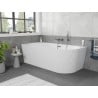 Mexen Silo freistehende Eckbadewanne links geriffelt 170 x 80 cm, weiß, Überlauf gun gray gebürstet - 52891708000L-66