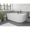 Mexen Silo freistehende Eckbadewanne, geriffelt, links 170 x 80 cm, weiß, Überlauf schwarz - 52891708000L-70