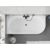 Mexen Silo freistehende Eckbadewanne, geriffelt, links 170 x 80 cm, weiß, Überlauf schwarz - 52891708000L-70