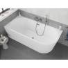 Mexen Silo freistehende Eckbadewanne links gerillt 170 x 80 cm, weiß, Überlauf Gun Metal - 52891708000L-95