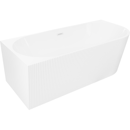 Mexen Silo freistehende Eckbadewanne links geriffelt 150 x 75 cm, weiß, Überlauf weiß - 52891507500L-20