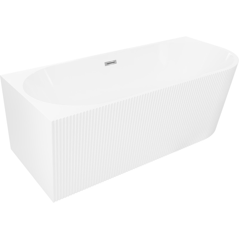 Mexen Silo freistehende Eckbadewanne links gerillt 170 x 80 cm, weiß, Überlauf Chrom - 52891708000L-01