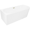 Mexen Silo freistehende Eckbadewanne links geriffelt 170 x 80 cm, weiß, Überlauf gold - 52891708000L-50