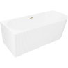 Mexen Silo freistehende Eckbadewanne links geriffelt 170 x 80 cm, weiß, Überlauf gold gebürstet - 52891708000L-55