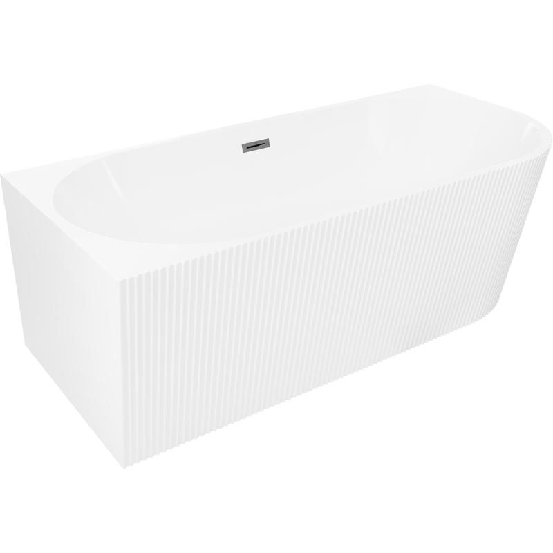 Mexen Silo freistehende Eckbadewanne links geriffelt 170 x 80 cm, weiß, Überlauf gun gray gebürstet - 52891708000L-66