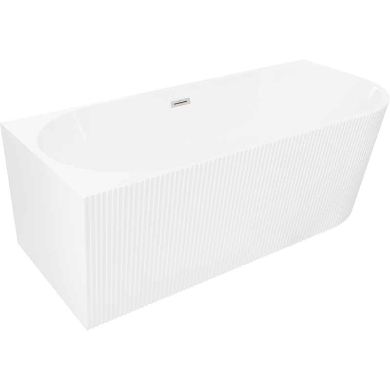 Mexen Silo freistehende Eckbadewanne links geriffelt 170 x 80 cm, weiß, Überlauf gebürstetes Nickel - 52891708000L-97