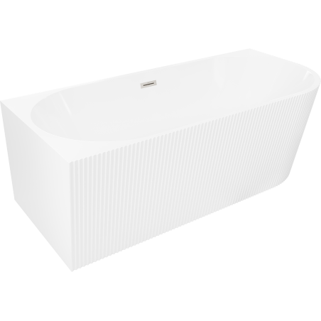 Mexen Silo freistehende Eckbadewanne links geriffelt 170 x 80 cm, weiß, Überlauf gebürstetes Nickel - 52891708000L-97
