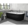 Mexen Silo freistehende Eckbadewanne links geriffelt 170 x 80 cm, weiß/schwarz, Überlauf Chrom - 52891708075L-01