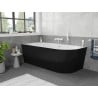 Mexen Silo freistehende Eckbadewanne links gerillt 170 x 80 cm, weiß/schwarz, Überlauf weiß - 52891708075L-20