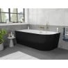 Mexen Silo freistehende linke Eckbadewanne geriffelt 170 x 80 cm, weiß/schwarz, Überlauf gebürstet gold - 52891708075L-55