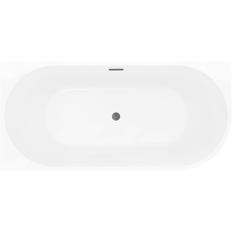 Mexen Silo freistehende Eckbadewanne links gerillt 170 x 80 cm, weiß/schwarz, Überlauf gun gray gebürstet - 52891708075L-66