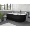 Mexen Silo frei stehende Eckbadewanne links geriffelt 170 x 80 cm, weiß/schwarz, Überlauf schwarz - 52891708075L-70