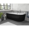 Mexen Silo freistehende Eckwanne links gerillt 170 x 80 cm, weiß/schwarz, Überlauf Gun Metal - 52891708075L-95