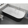Mexen Silo freistehende Eckbadewanne links geriffelt 170 x 80 cm, weiß/schwarz, Überlauf gebürsteter Nickel - 52891708075L-97