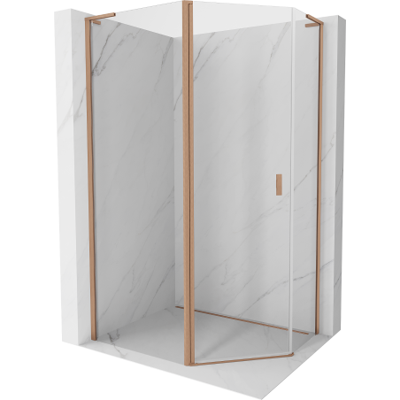 Mexen Mist L fünfeckige asymmetrische Duschkabine 90x80 cm, transparent, gebürstetes Kupfer - 8A8L-090-080-65-00