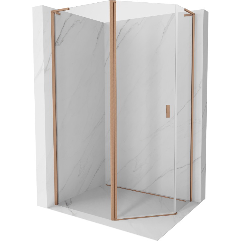 Mexen Mist L asymmetrische Fünfeck-Duschkabine 100x80 cm, transparent, gebürstetes Kupfer - 8A8L-100-080-65-00