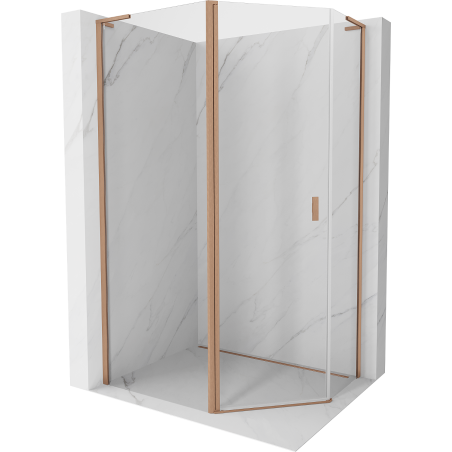 Mexen Mist L asymmetrische fünfeckige Duschkabine schwenkbar 100x90 cm, transparent, gebürstetes Kupfer - 8A8L-100-090-65-00